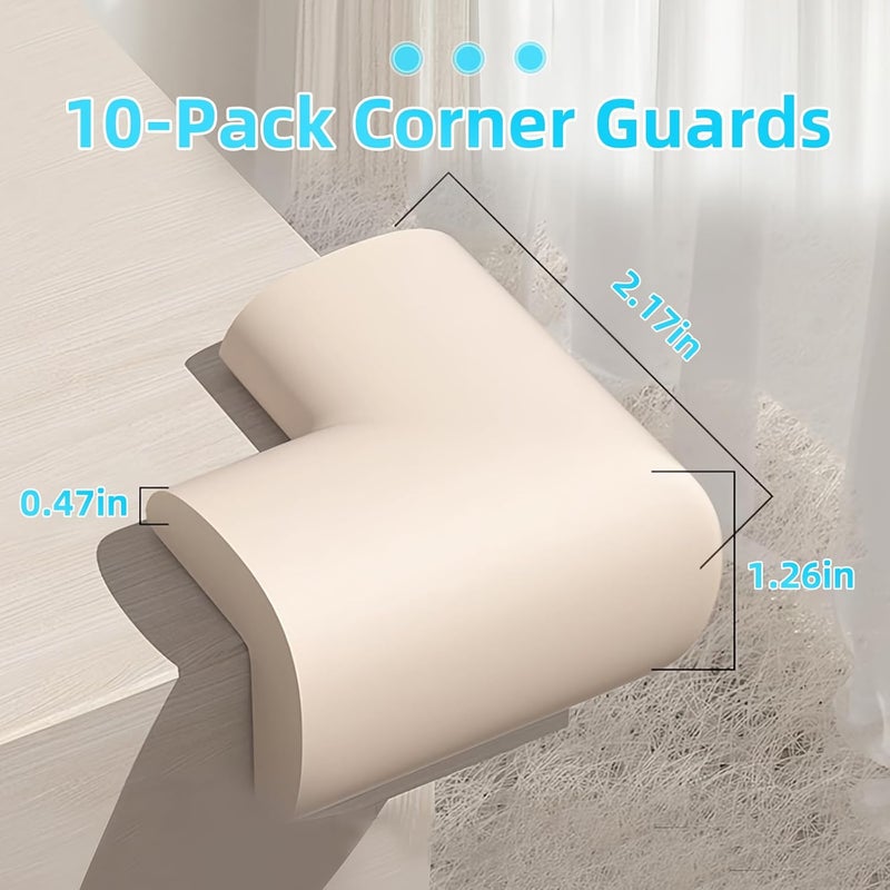 ZOMPAGO Baby Proofing Edge Corner Protector,L-Shape Cabinet Door Bumper,10 Furniture Safety Soft Corner Guards,Table Corner Protectors,Wall Protector,Self Adhesive,for Nursery,Kitchen,Fireplace,Table - Image 2